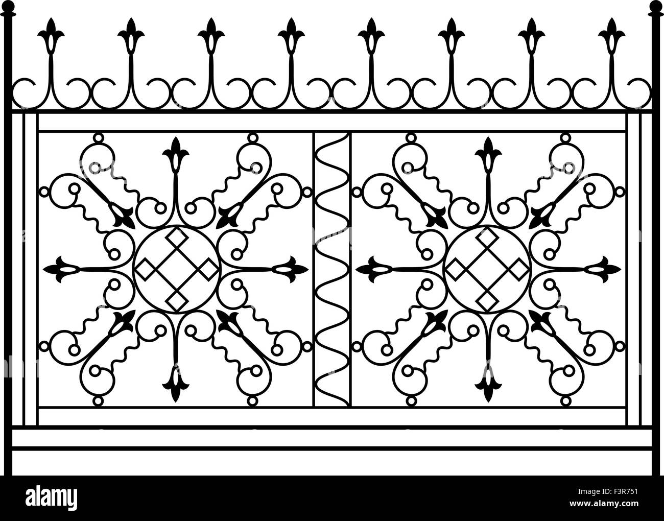 Wrought Iron Gate, Door, Fence, Window, Grill, Railing Design Vector Art Stock Vector
