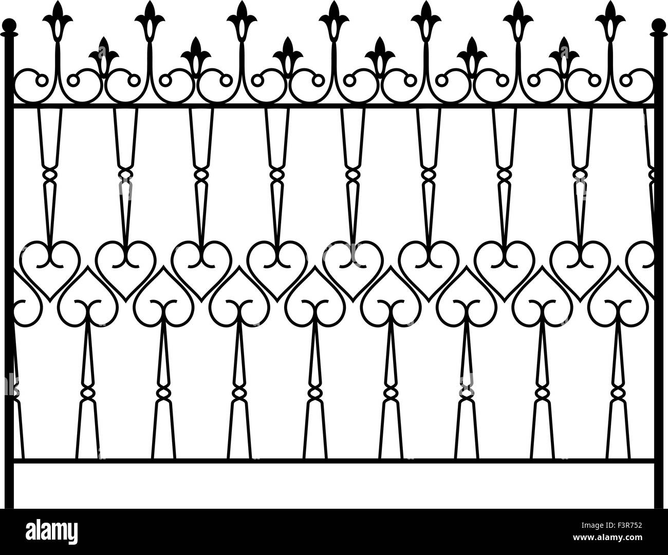 Wrought Iron Gate, Door, Fence, Window, Grill, Railing Design Vector Art Stock Vector