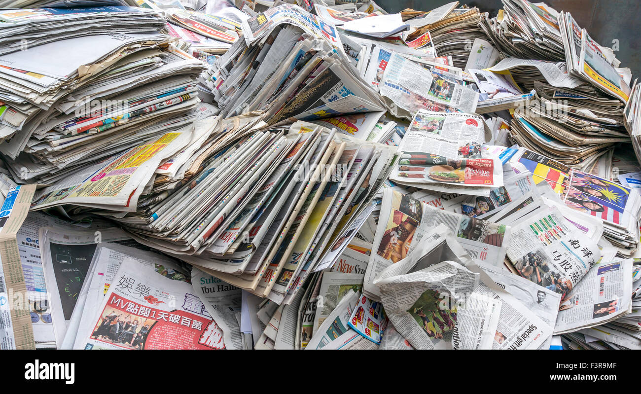 A stack of old newspaper for recycle Stock Photo