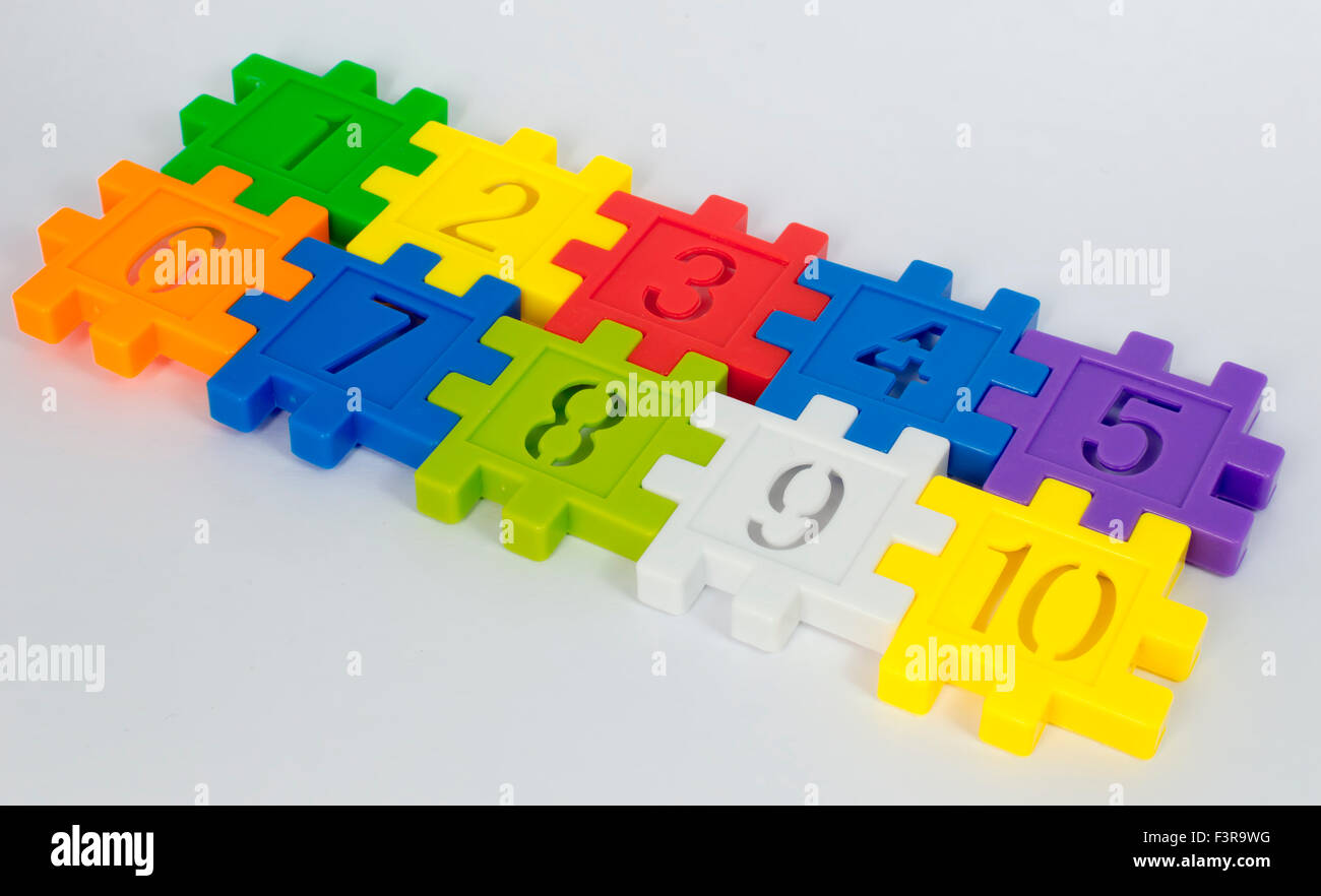 Colorful toy of numbers with white background Stock Photo - Alamy