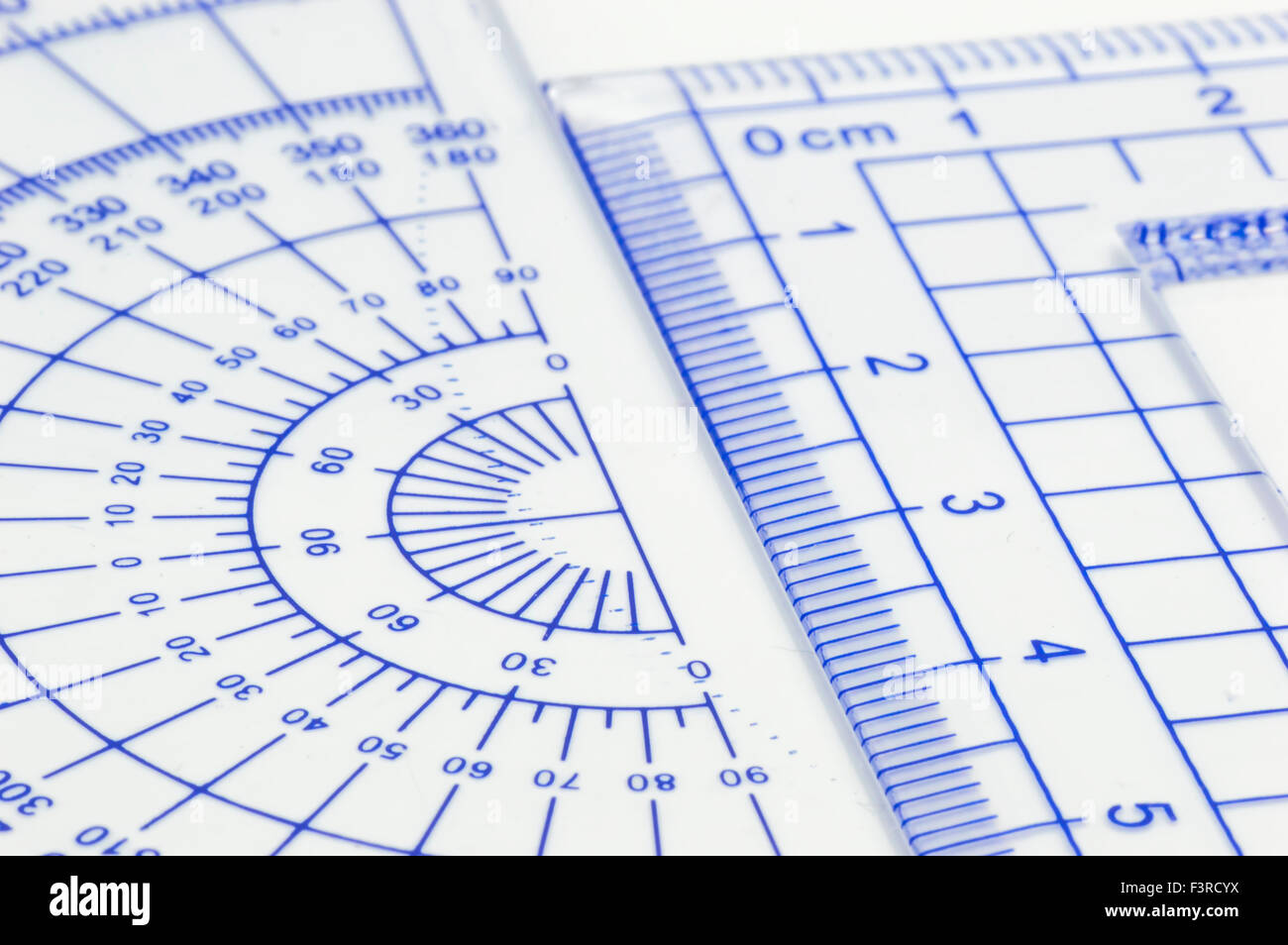 Geometry ruler macro isolated white background Stock Photo - Alamy
