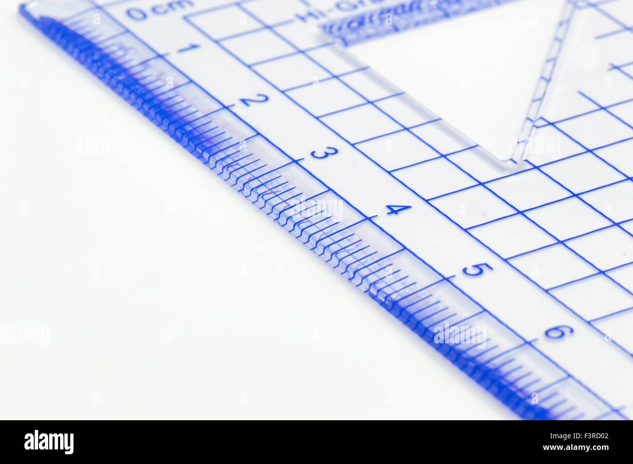 Geometry ruler macro isolated white background Stock Photo - Alamy