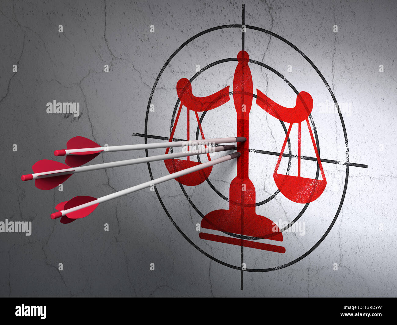 Law concept: arrows in Scales target on wall background Stock Photo - Alamy