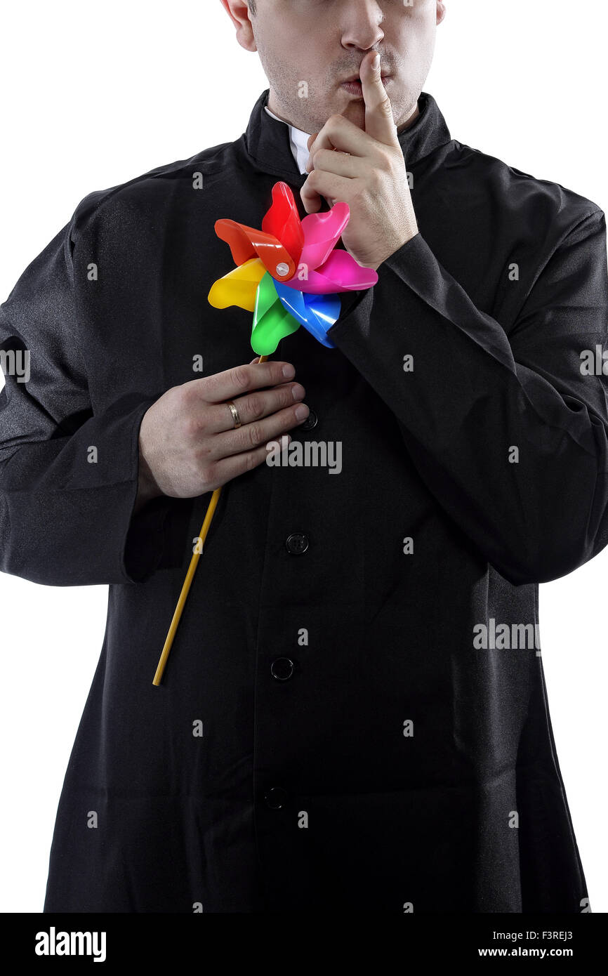 priest with a colored heat sink opaque mystery Stock Photo