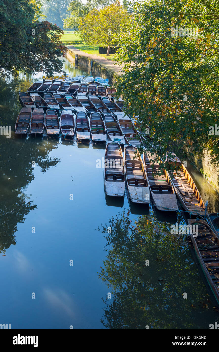 A row of Punts in Oxford City Oxfordshire UK Stock Photo