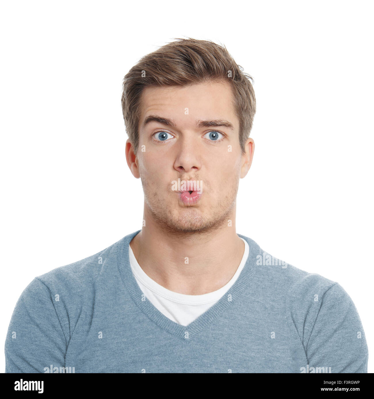 surpised young man Stock Photo