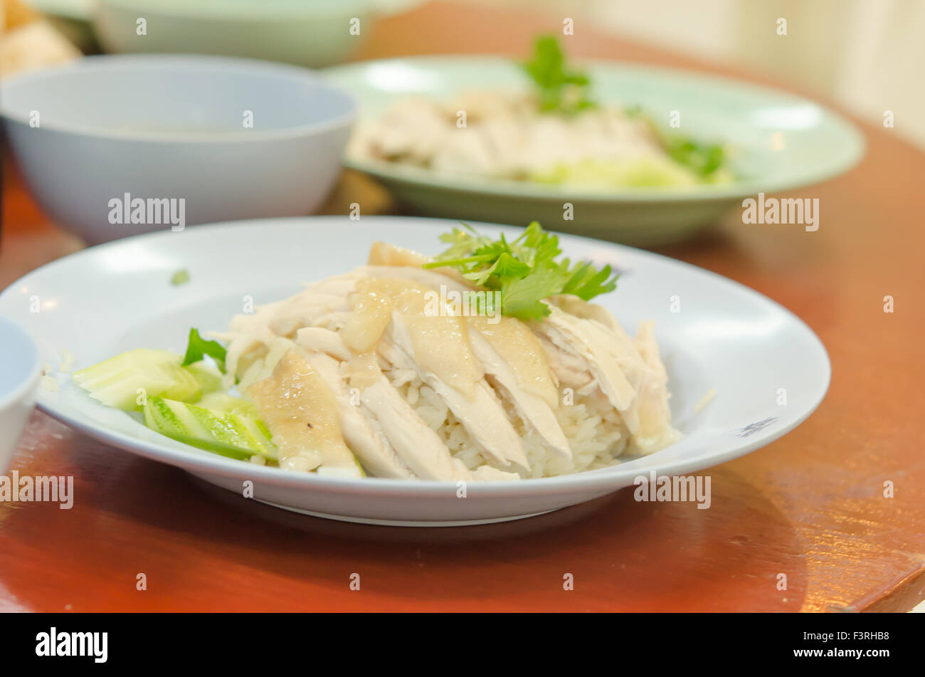 Steam Chicken with Rice Stock Photo Alamy