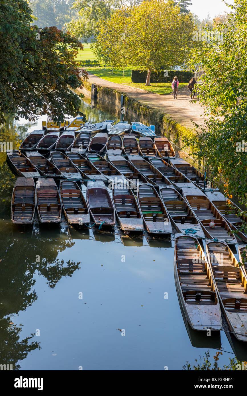 A row of Punts in Oxford City Oxfordshire UK Stock Photo