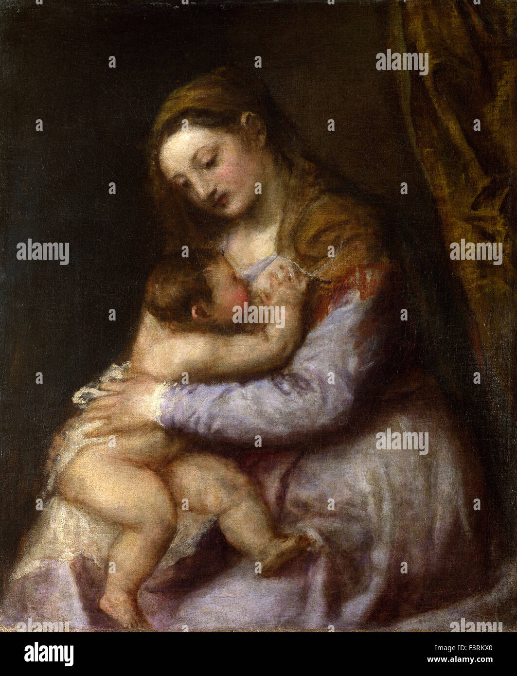 Tiziano Vecellio - Titian - The Virgin Suckling the Infant Christ Stock Photo