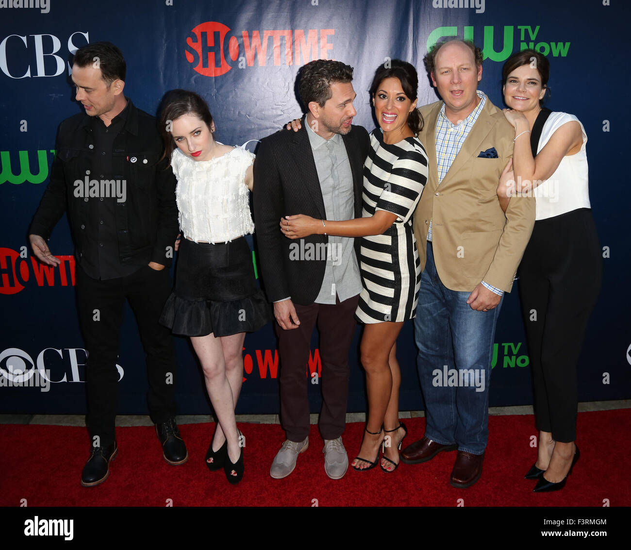 Celebrities attend the CBS, The CW, and Showtime 2015 Summer TCA Party  at Pacific Design Center.  Featuring: Colin Hanks, Zoe Lister Jones, Thomas Sadoski, Angelique Cabral, Dan Bakkedahl, Betsy Brandt Where: Los Angeles, California, United States When: Stock Photo