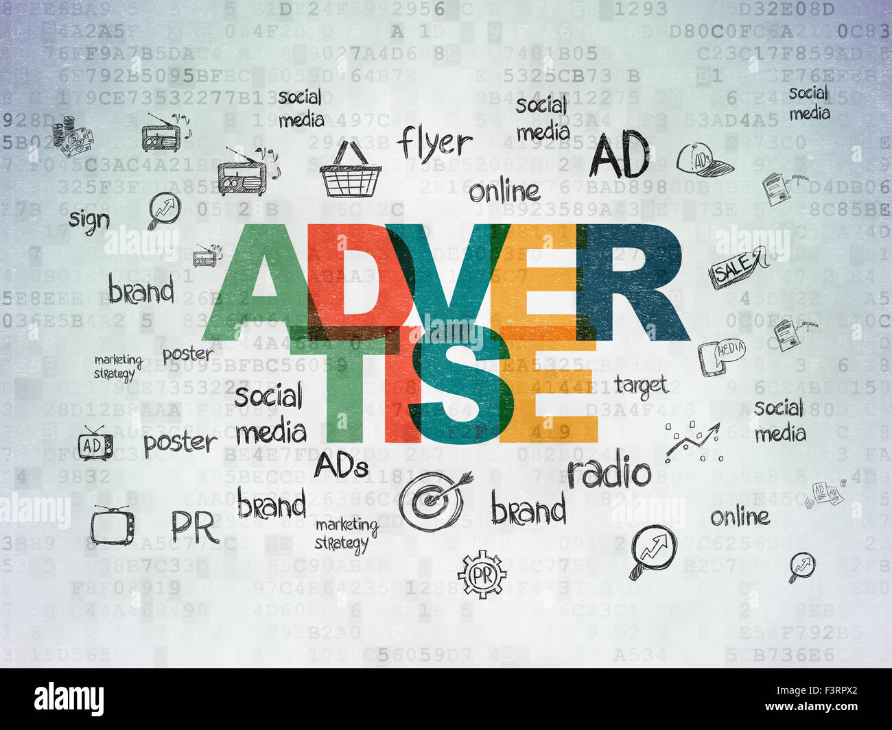 Marketing concept: Advertise on Digital Paper background Stock Photo ...