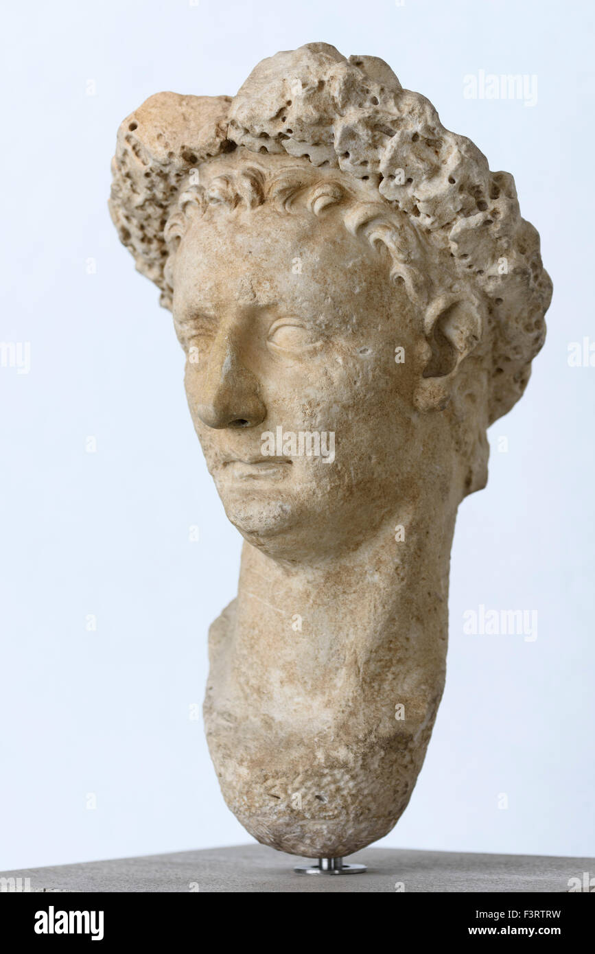 Rome. Italy. Portrait of Roman Emperor Vespasian (9-79 AD). Palazzo Massimo alle Terme. Museo Nazionale Romano. Stock Photo