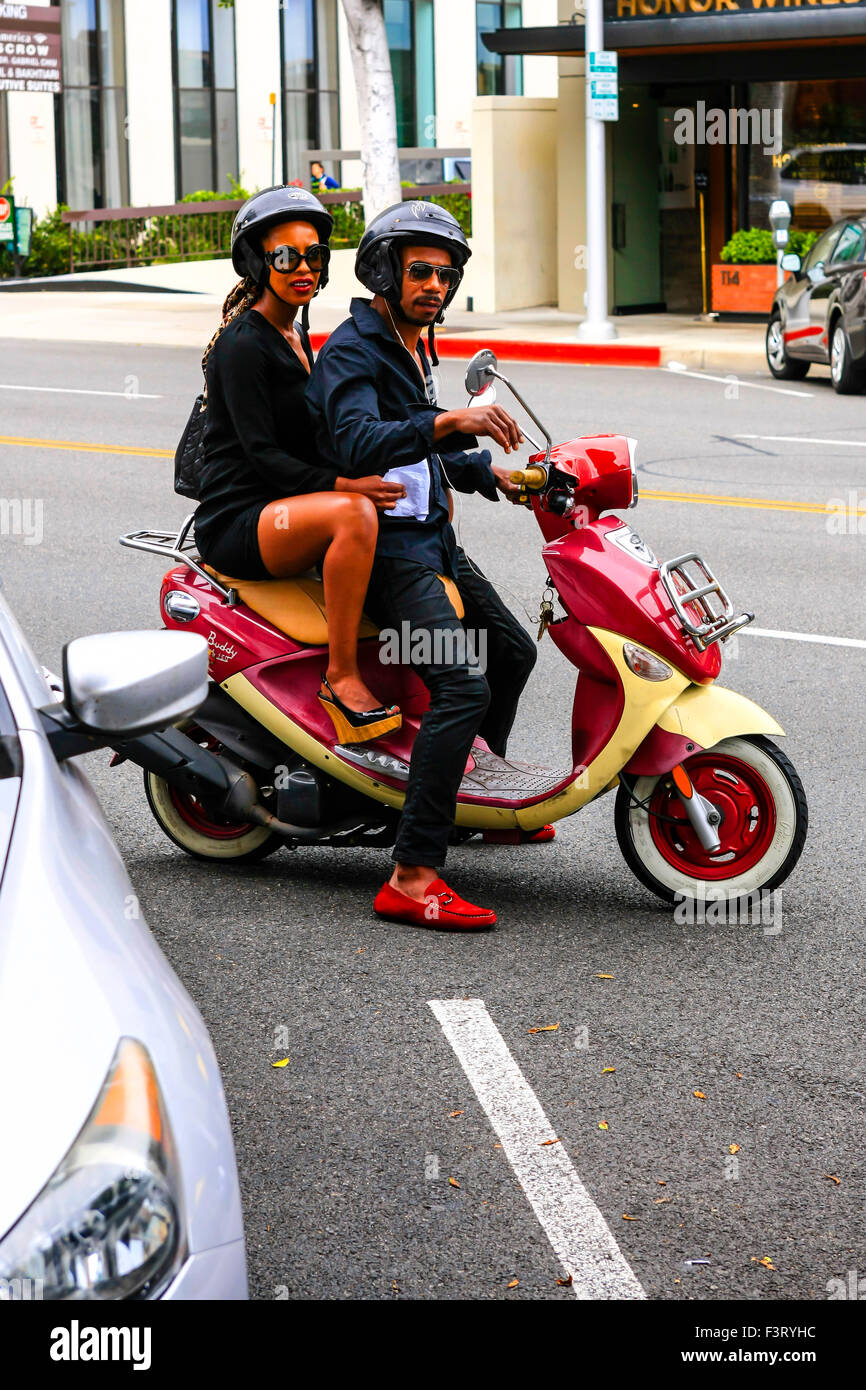 Buddy International Pamplona 150 scooter in downtown Beverly Hills California Stock Photo