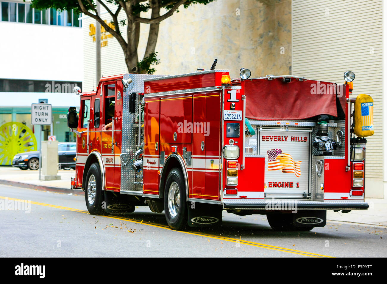 Beverly Hills Fire Department truck number 1 attends a call out in the