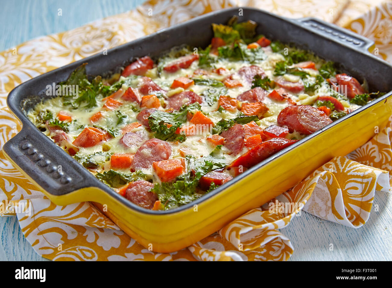 Autumn casserole with sweet potato and kale Stock Photo