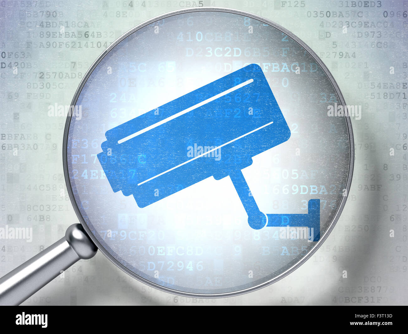 Privacy concept: Cctv Camera with optical glass on digital background ...