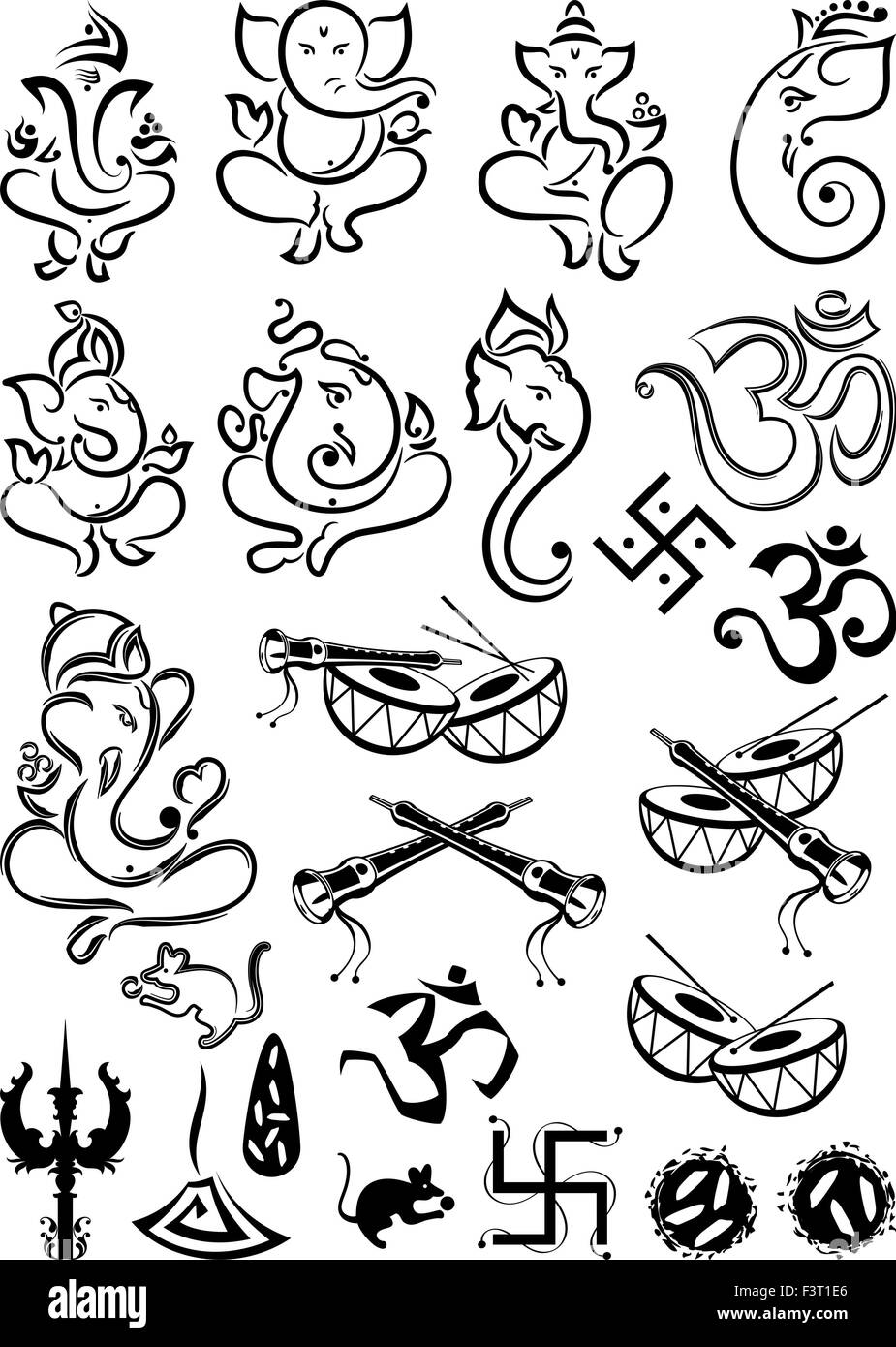 Ganesha Collection Set Vector Art Stock Vector