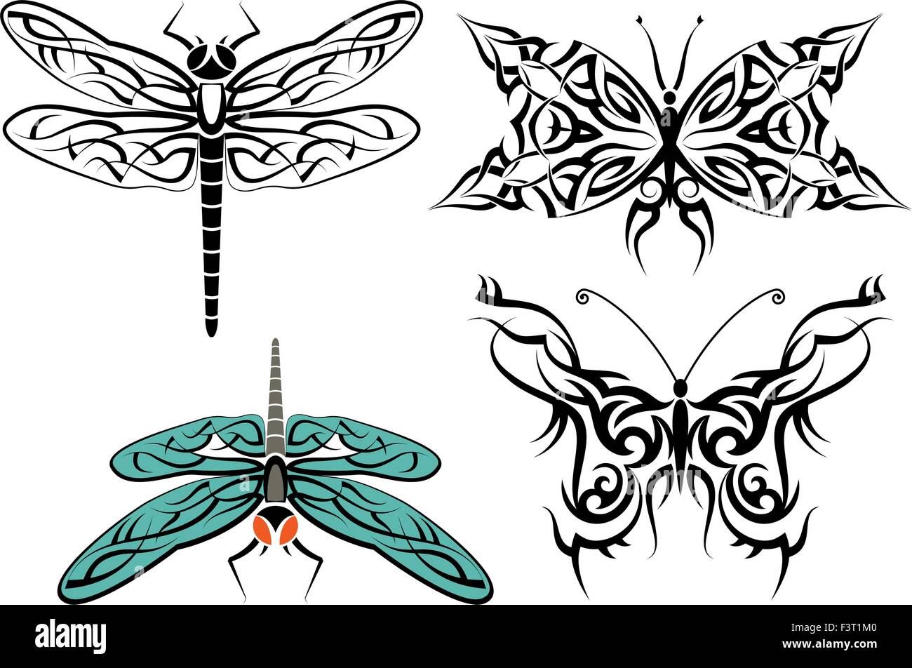 Tattoo Dragonfly Design Vector Art Stock Vector