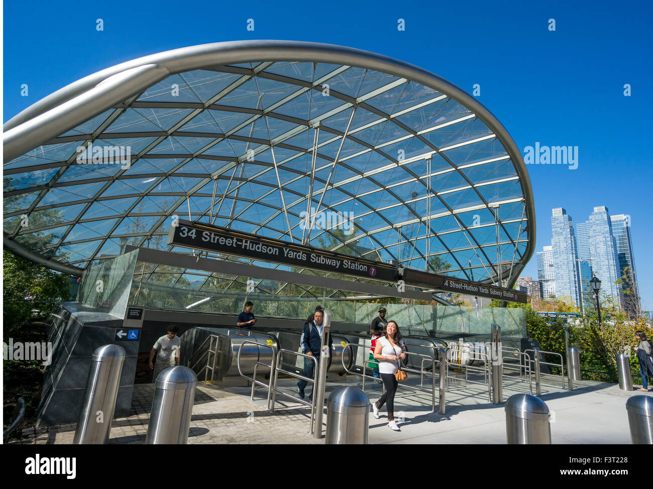 The New 34 St Hudson Yards No. 7 Train Subway station on New York City's West Side Stock Photo