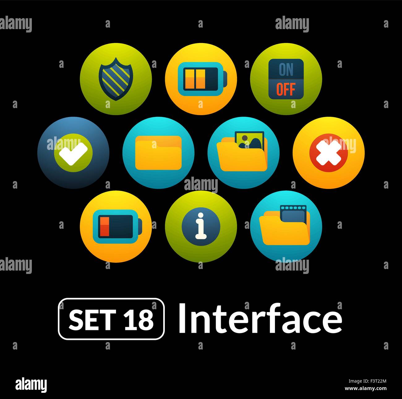 Flat icons vector set 18 - interface collection Stock Vector Image ...