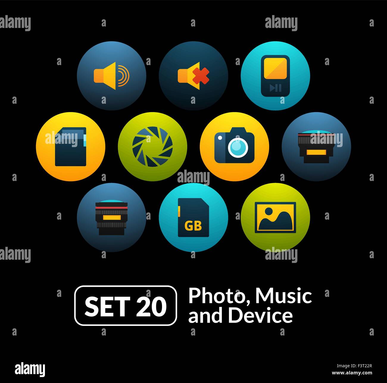Flat icons set 20 - audio and photo collection Stock Vector Image & Art ...
