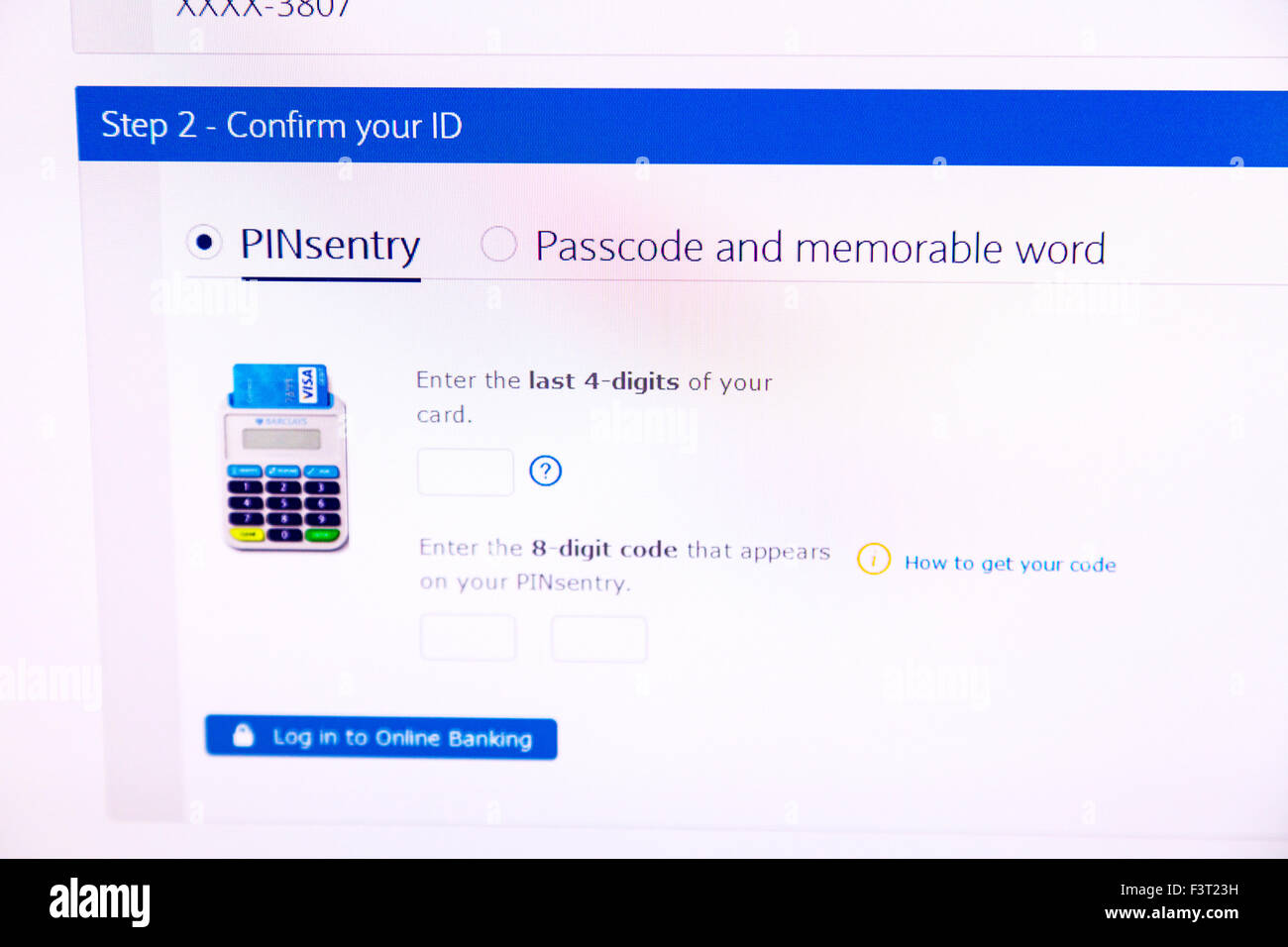 Online bank banking Barclays Pin sentry website homepage security secure screen screenshot web site internet net pinsentry Stock Photo