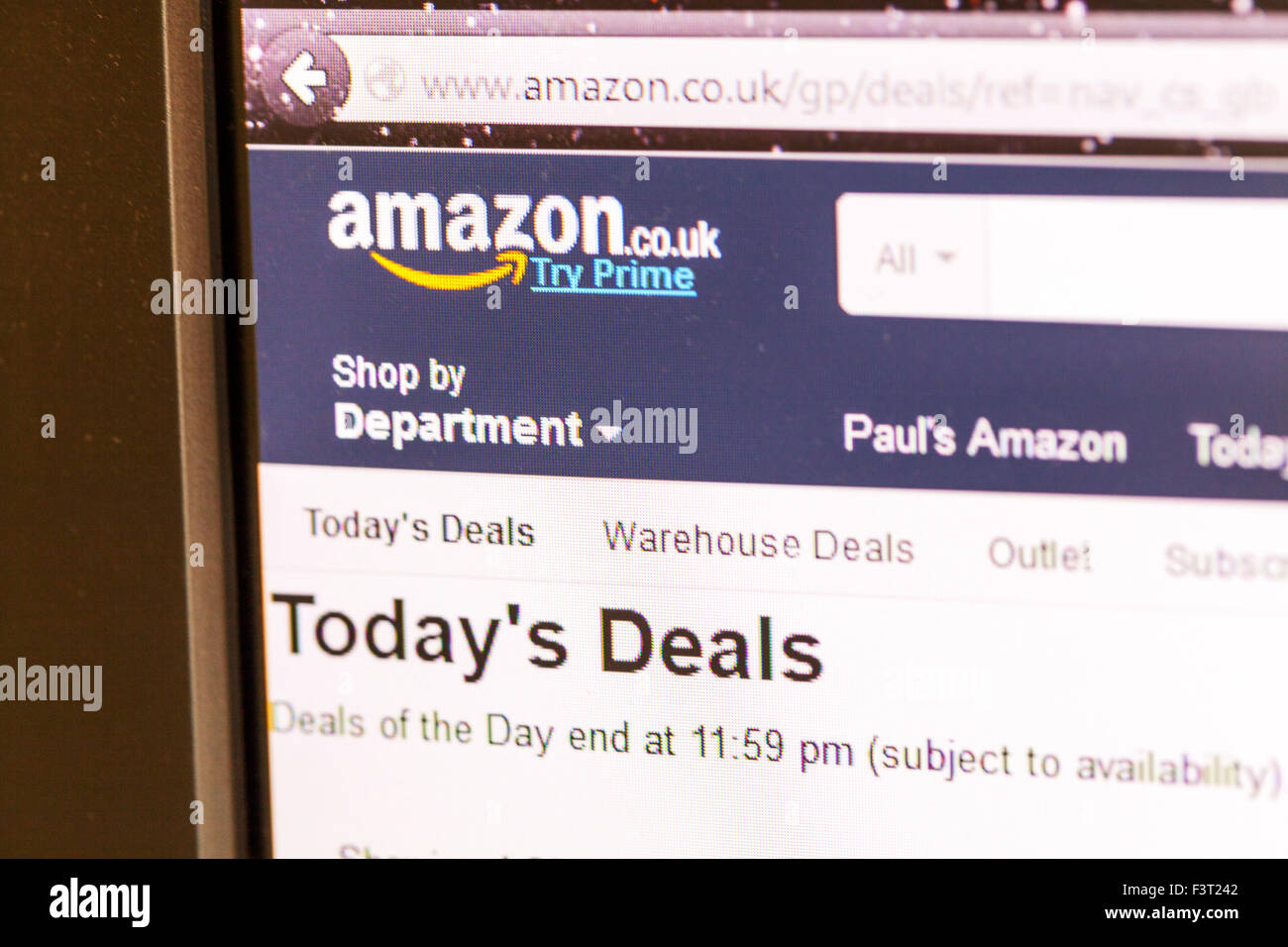 Amazon amazon.co.uk website homepage online shop shopping screen screenshot web site internet net prime Stock Photo