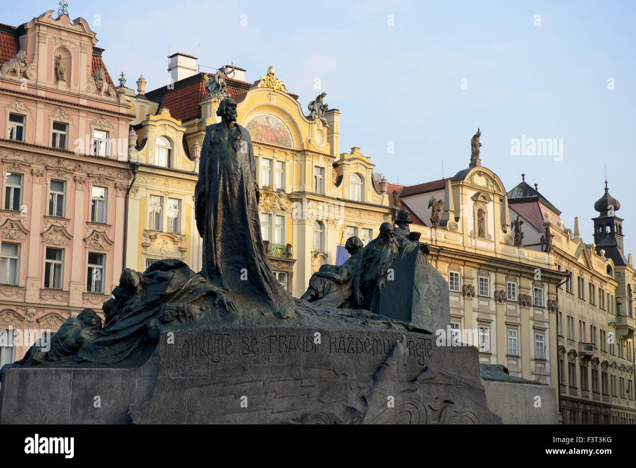 The Jan Hus Memorial, Old Town Square, Prague, Czech Republic Stock Photo