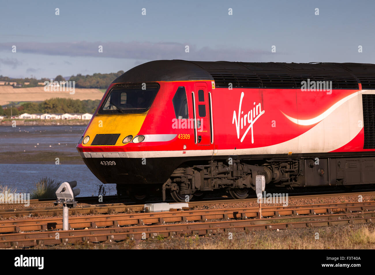 LNER,East coast  morning service to Kings Cross London, from Aberdeen, leaving Montrose Angus Scotland UK Stock Photo