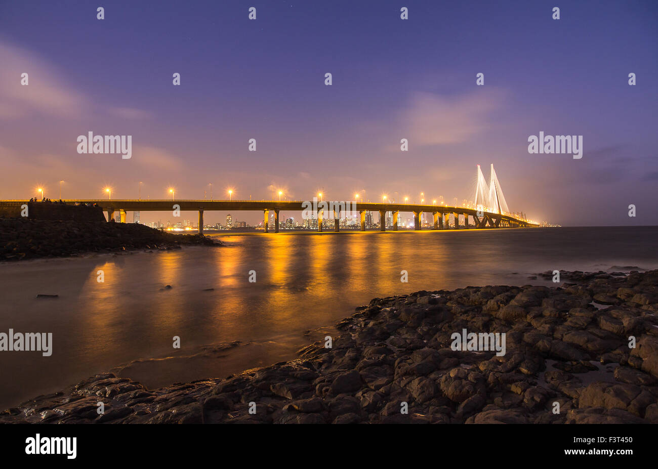 The Bandra – Worli Sea Link, sea bridge that connects Western Suburbs of Mumbai with Worli in South Mumbai. Stock Photo