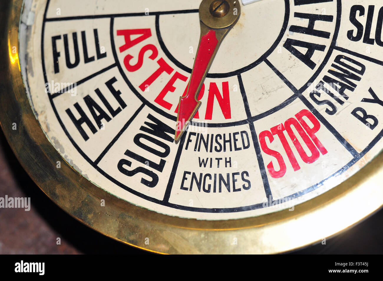 A ship's engine speed control dial kept in the M Shed museum warehouse in Bristol. Stock Photo
