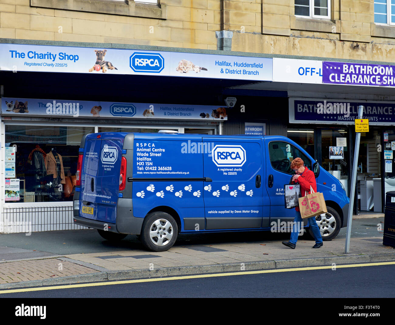 RSPCA van outside RSPCA charity shop, Sowerby Bridge, Calderdale, West