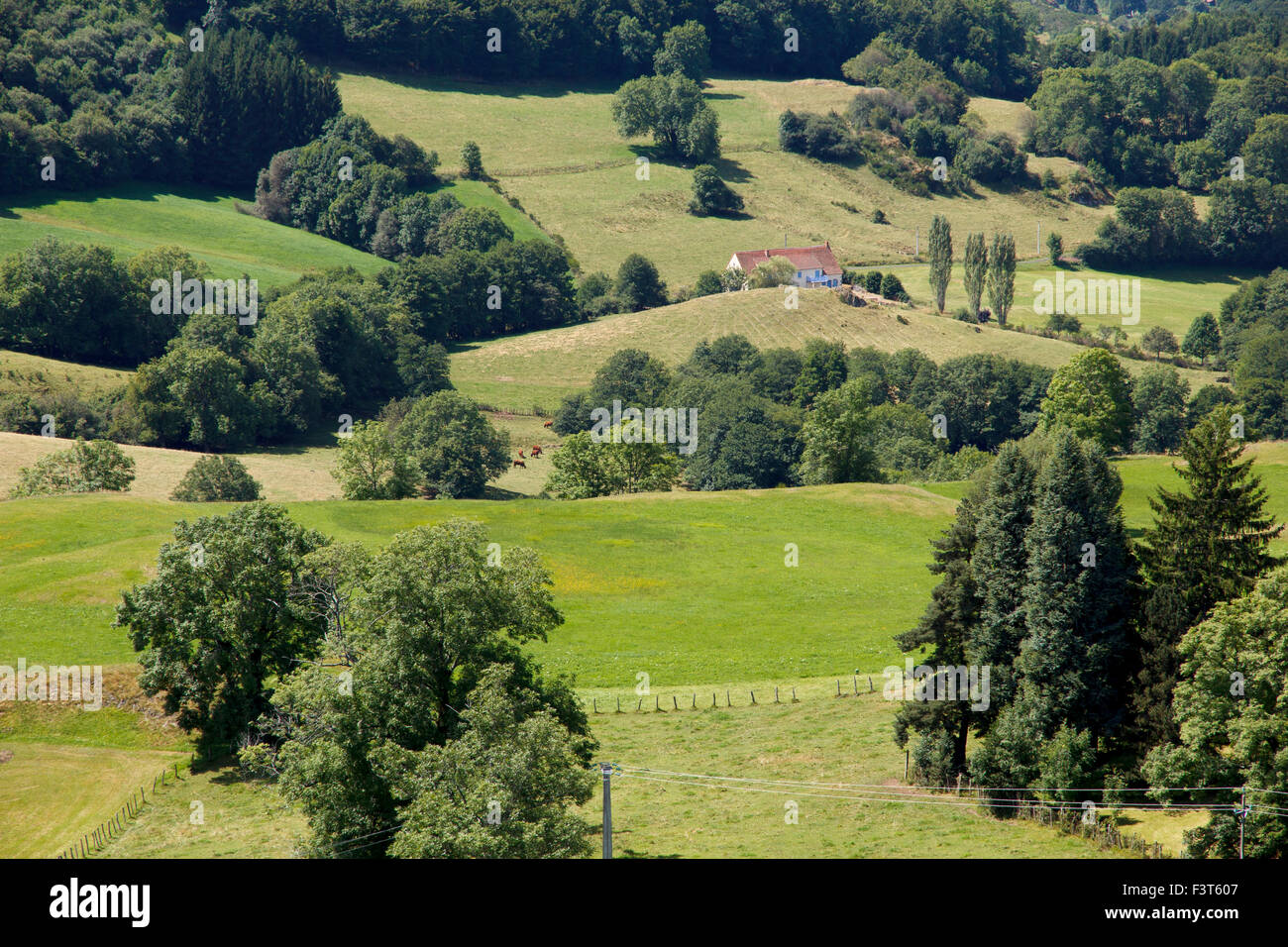 A view into the surrounding countryside from the town of La Tour d'Auvergne, Sancy, Puy-de-Dome, France Stock Photo