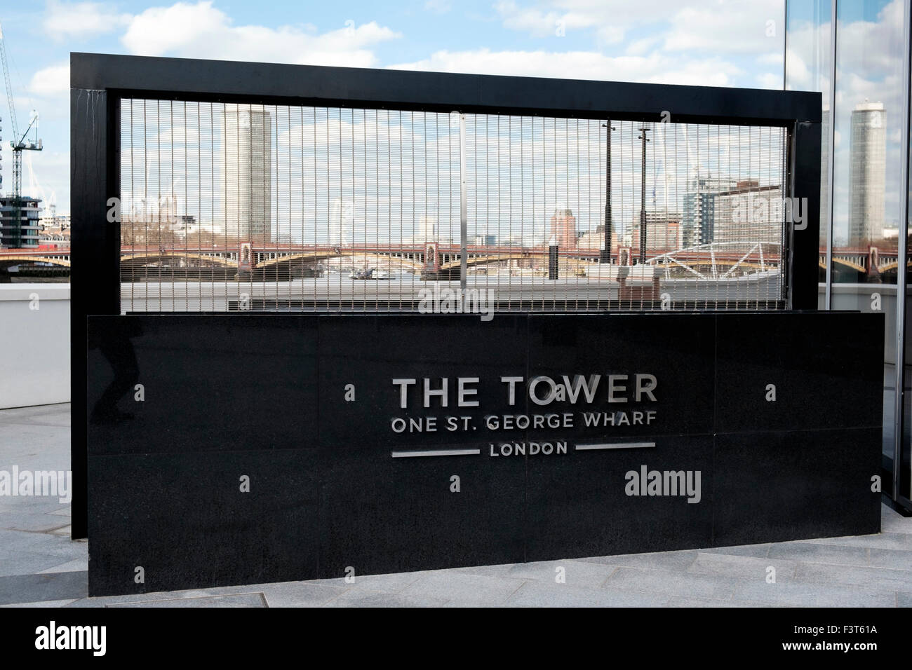 27 March 2015 - Nine Elms, London: The Tower, One St. George Wharf, ground level view towards Vauxhall Bridge Stock Photo