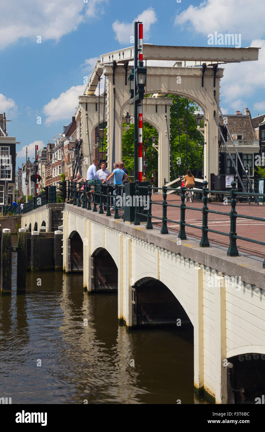 The Magere Brug (Skinny Bridge) is a bridge over the river Amstel in Amsterdam. Stock Photo