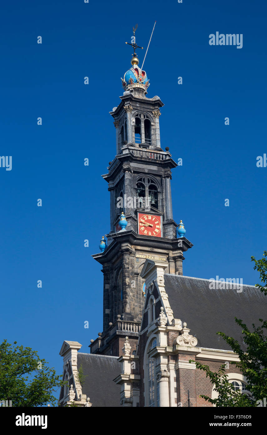 Westerkerk (Western Church) is a Dutch Protestant church in central Amsterdam in the Netherlands. Stock Photo