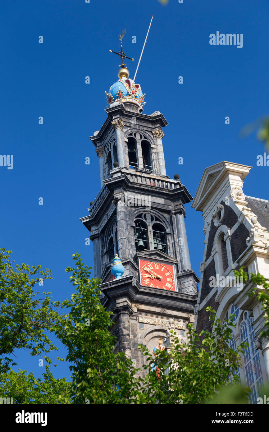 Westerkerk (Western Church) is a Dutch Protestant church in central Amsterdam in the Netherlands. Stock Photo