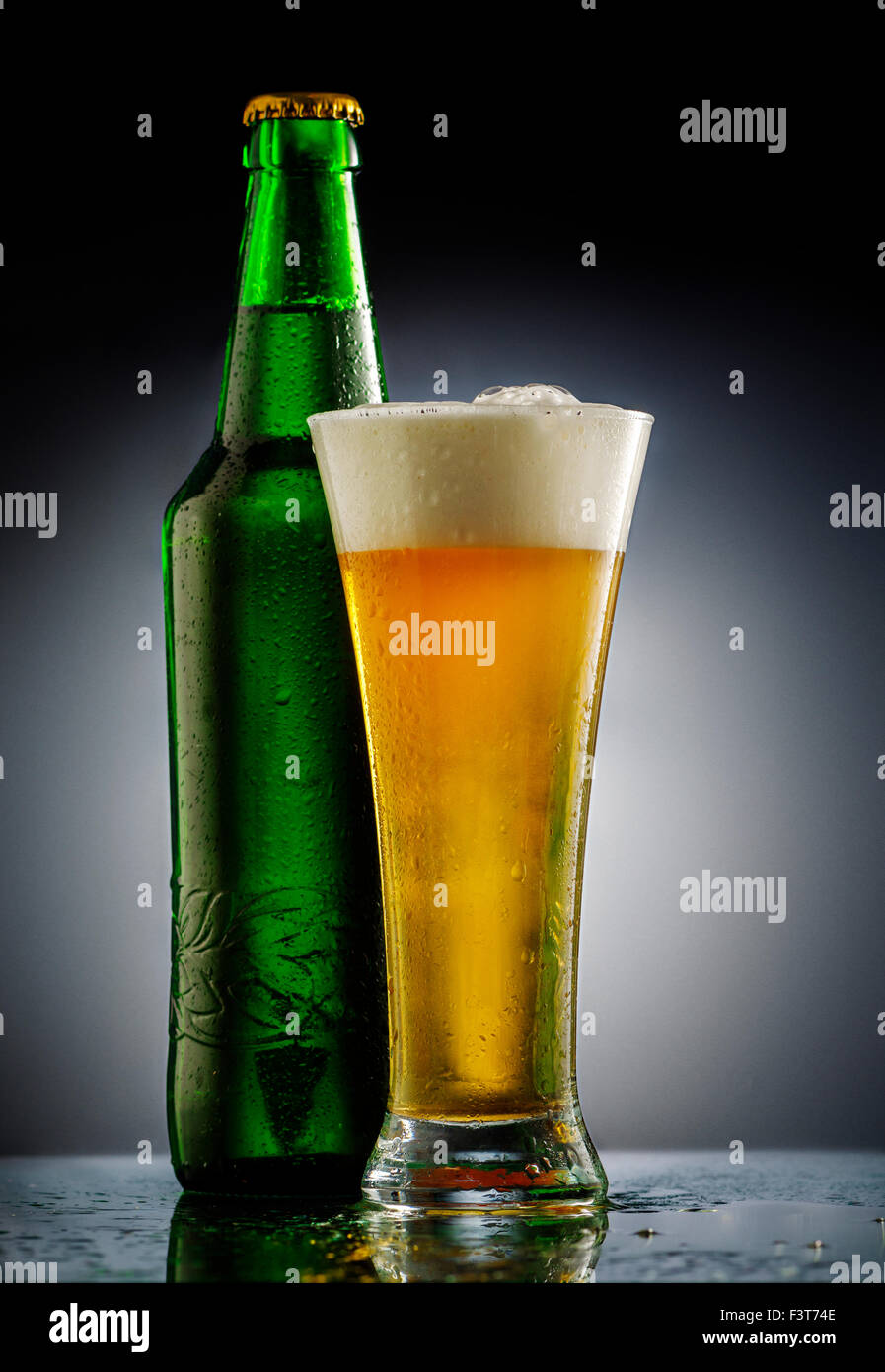Beer glass in fornt of black background Stock Photo