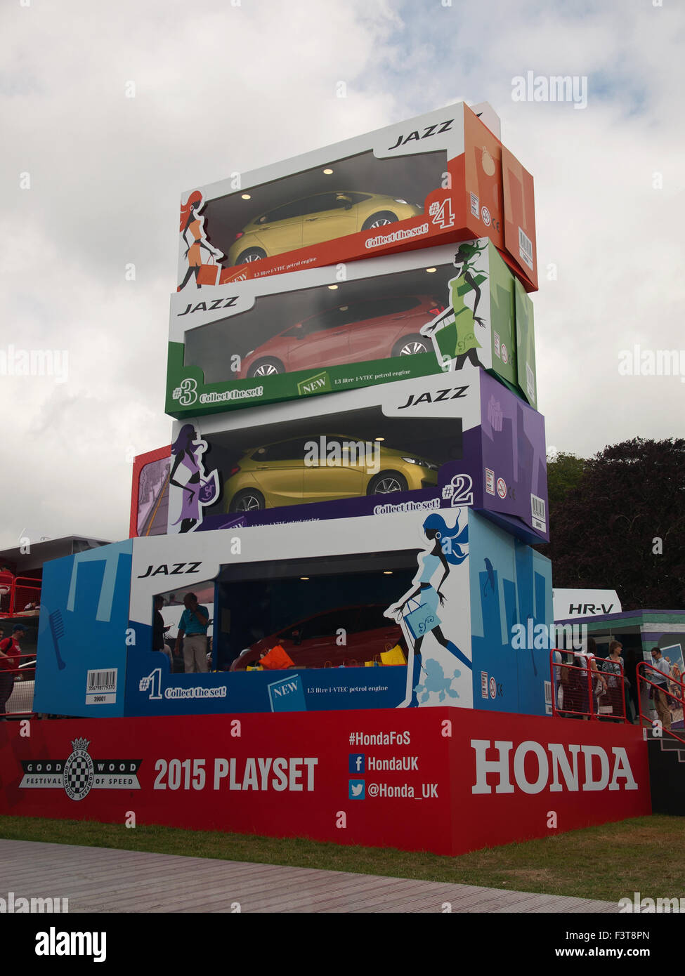 Goodwood Festival of Speed 2015 Honda Jazz boxed car stack playset Stock Photo