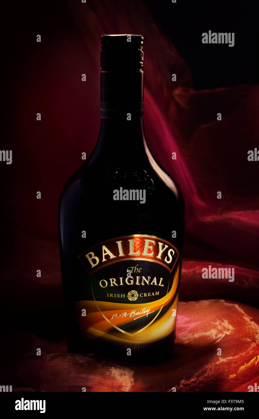 BElGRADE, SERBIA - MAY 06, 2014: Bottle of Baileys Irish Cream. It is an Irish whiskey and cream based liqueur, made by Gilbeys  Stock Photo