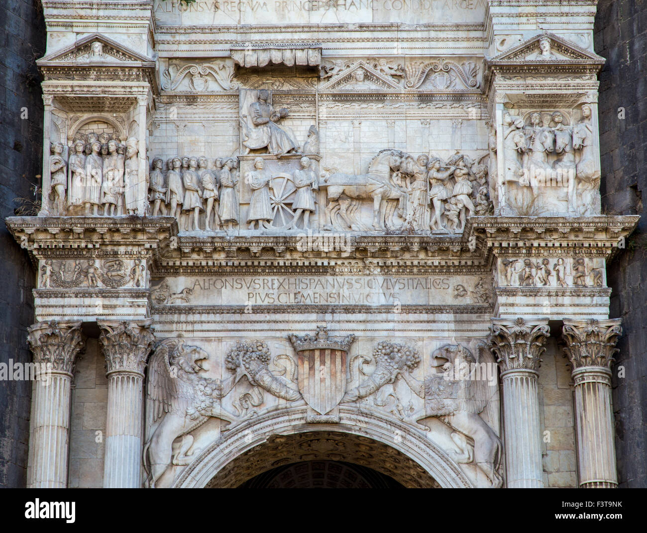 Carvings over the entrance way to Castel Nuovo, Naples, Italy Stock Photo