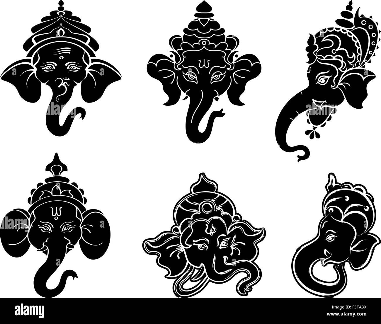 Ganesha Collection Set Vector Art Stock Vector