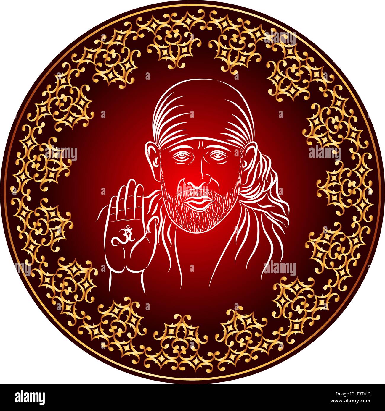 Calligraphic Shirdi Sai Baba Vector Art Stock Vector