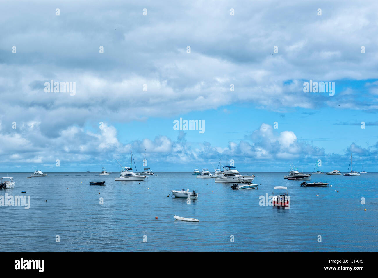 Boats in the Indian Ocean outside Mauritius Stock Photo