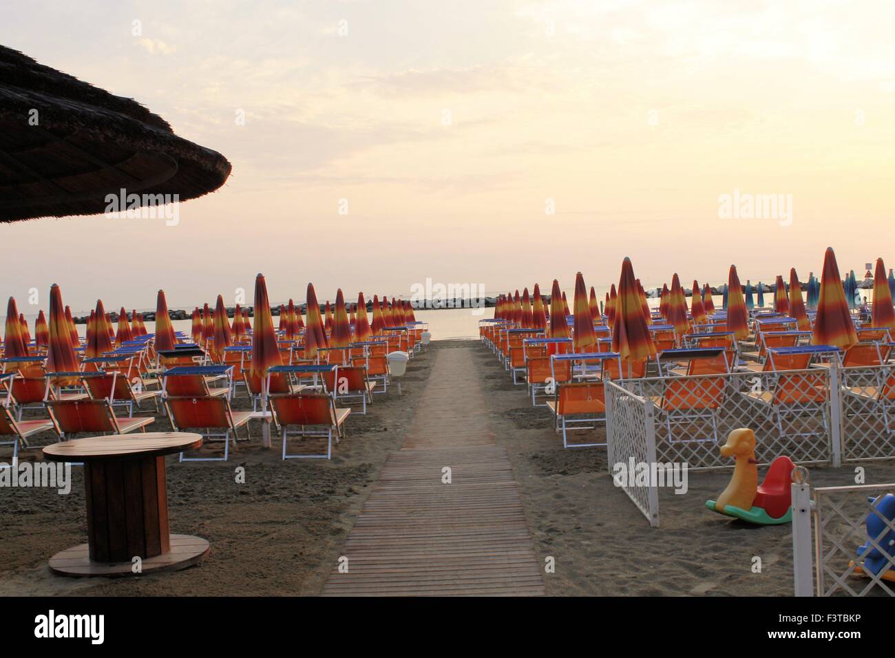 Gatteo beach on the Adriatic sea in Italy in the morning Stock Photo