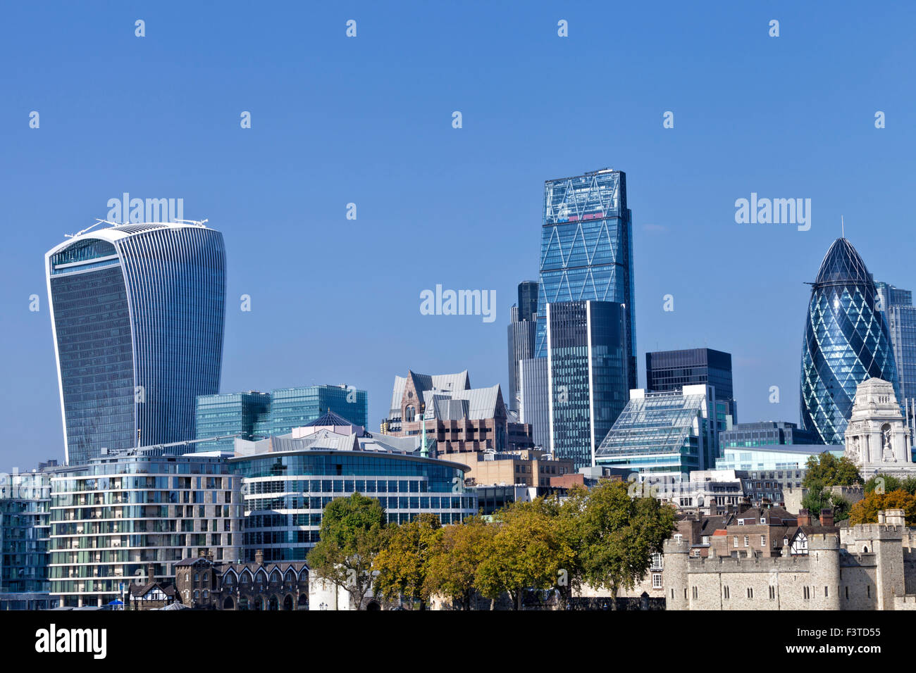 Autumn cityscape of London famous skyscrapers in the insurance sector Stock Photo