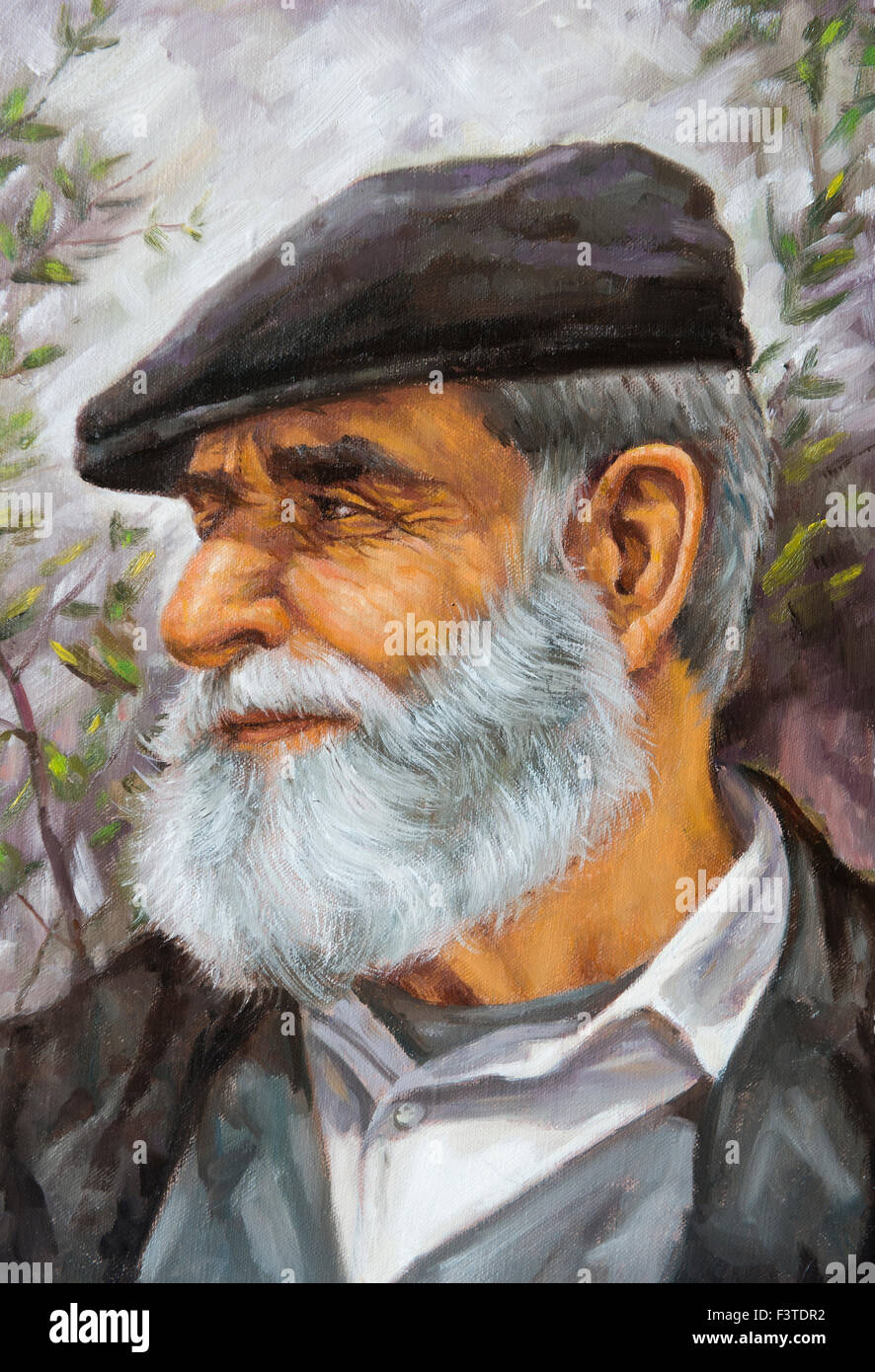 oil painting of an old man with a beard Stock Photo - Alamy