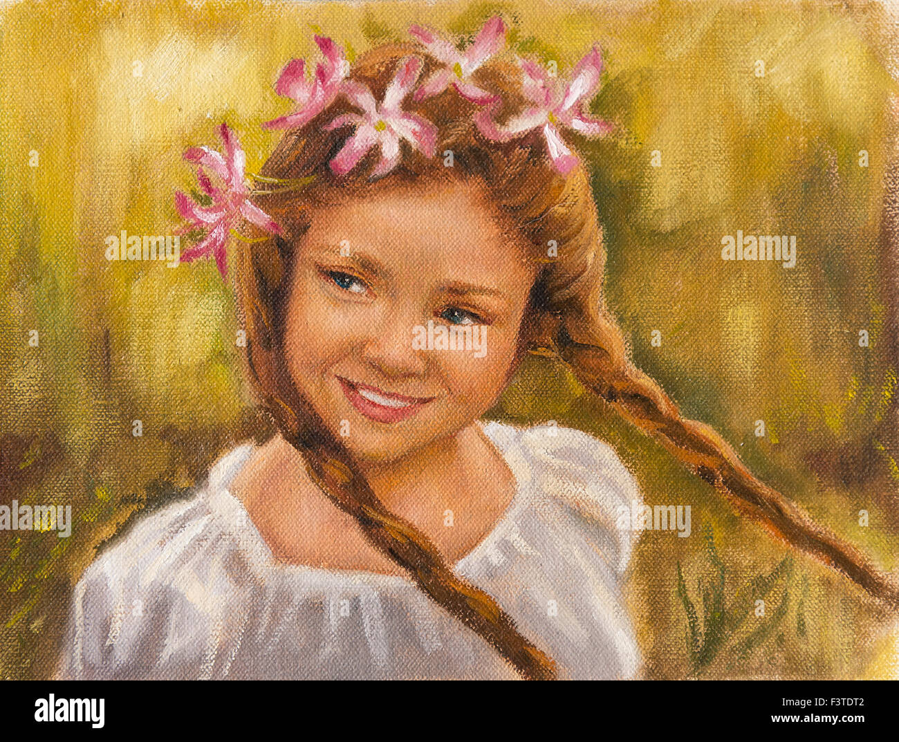 portrait of a little girl with braids Stock Photo - Alamy