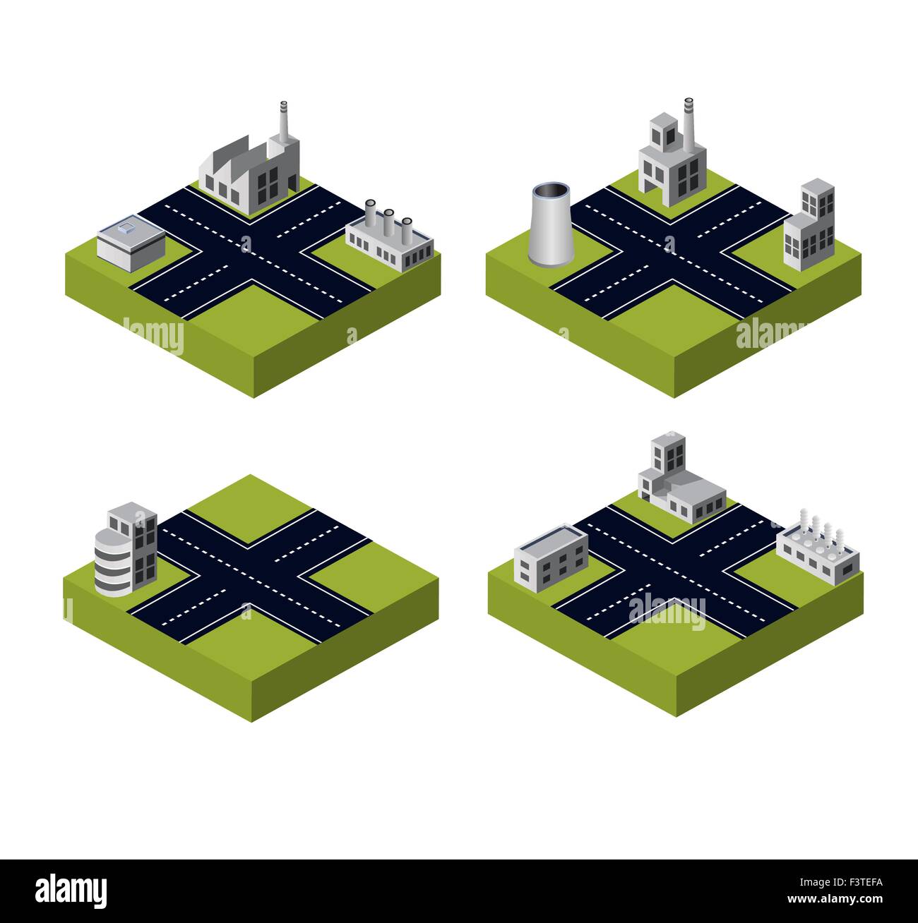 A set of industrial buildings on a white background Stock Vector Image ...