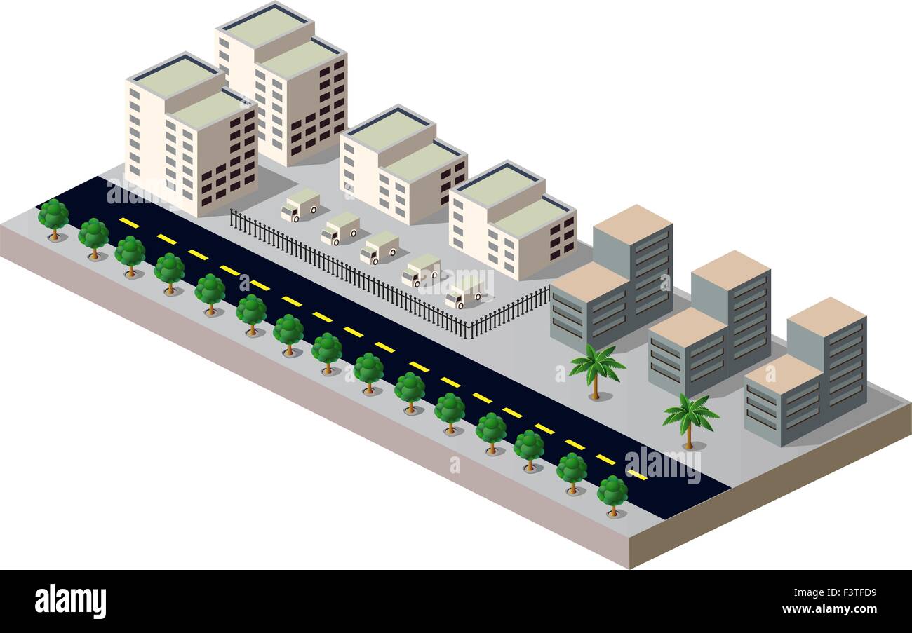 Town in isometric view with the landscape Stock Vector Image & Art - Alamy